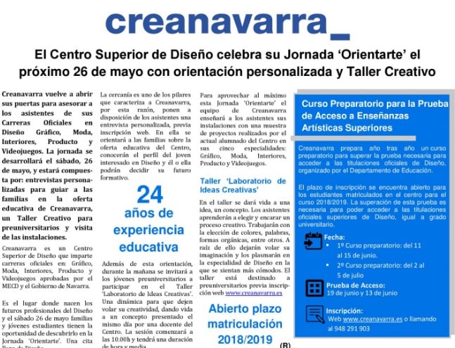 El Centro Superior de Diseño celebra su jornada ‘Orientarte’ con orientación personalizada y Taller Creativo