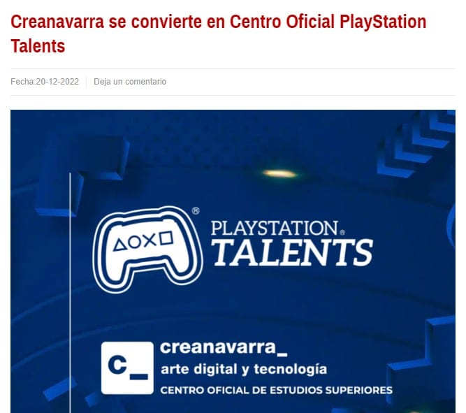 Creanavarra es Centro Oficial Playstation Talents.