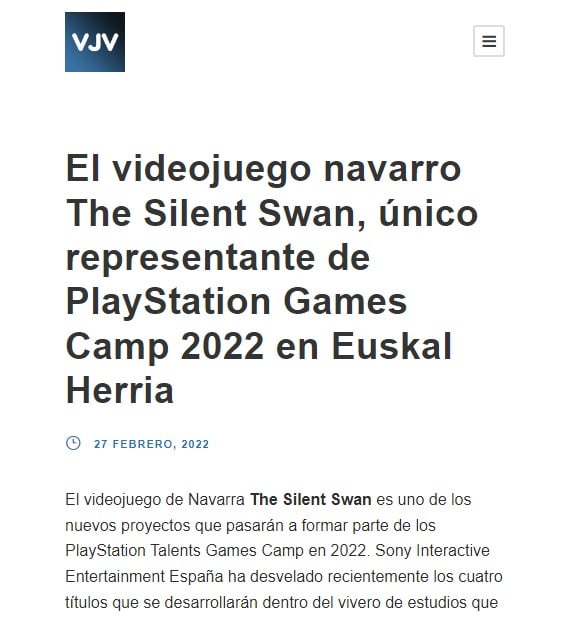 El videojuego navarro ‘The Silent Swan’ desarrollado por alumnado de Creanavarra, único representante de PlayStation Talents del norte de España