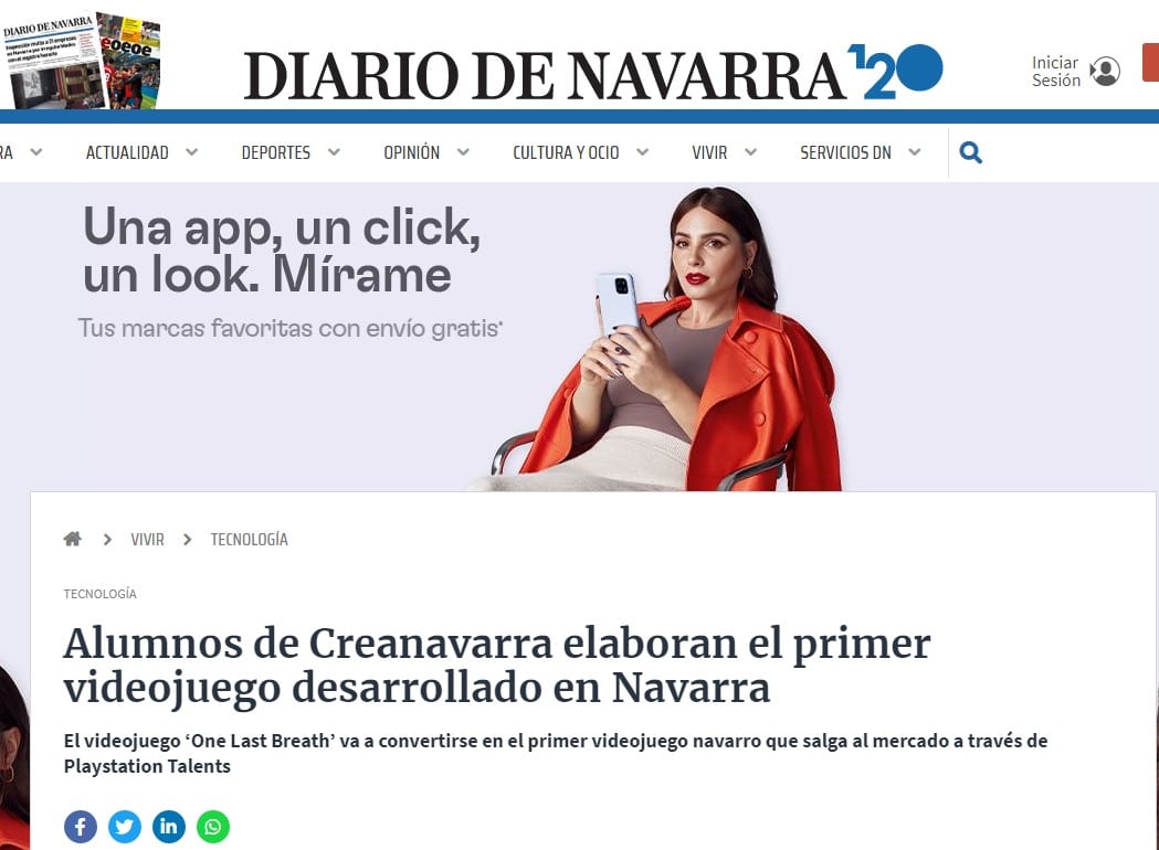 ‘One Last Breath’ elaborado por alumnado de Creanavarra se convertirá en el primer videojuego desarrollado en Navarra