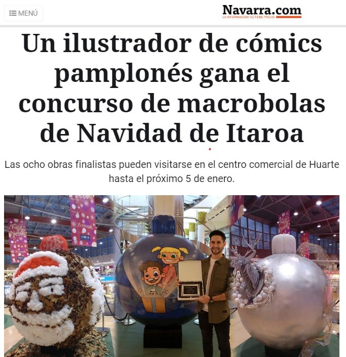 El alumno de videojuegos de Creanavarra, Mariano Eliceche, ganador del Concurso de ‘macrobolas’ de Navidad en Itaroa
