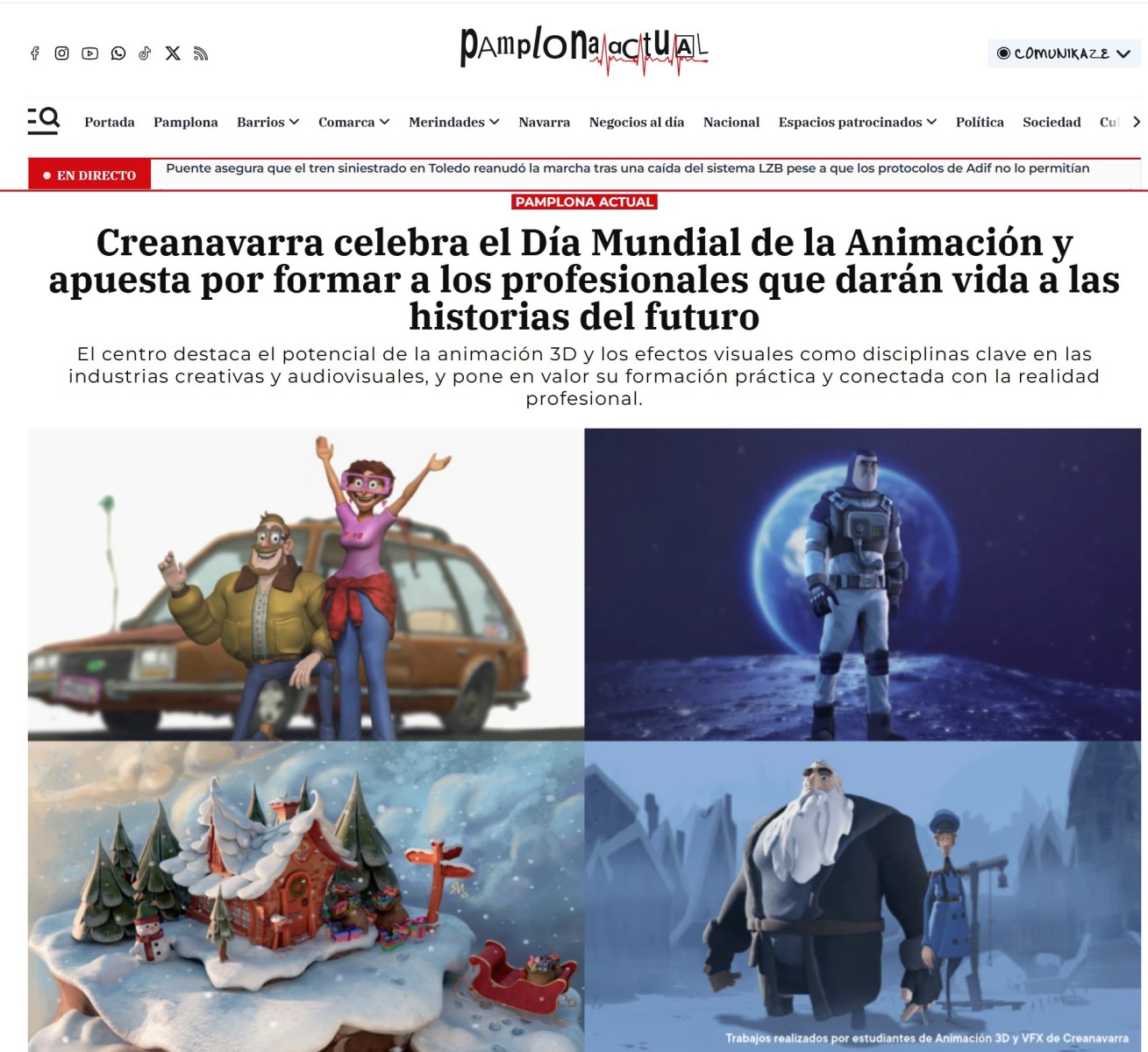 Creanavarra celebra el Día Mundial de la Animación y apuesta por formar a los profesionales que darán vida a las historias del futuro