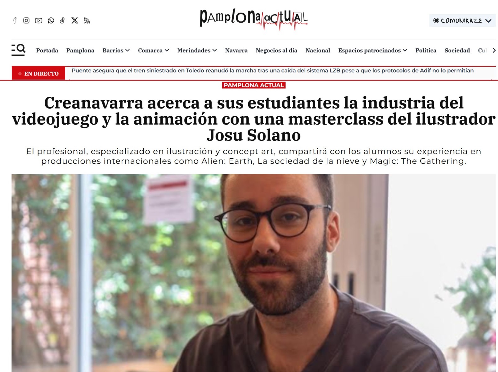 Creanavarra acerca a sus estudiantes la industria del videojuego y la animación con una masterclass del ilustrador Josu Solano